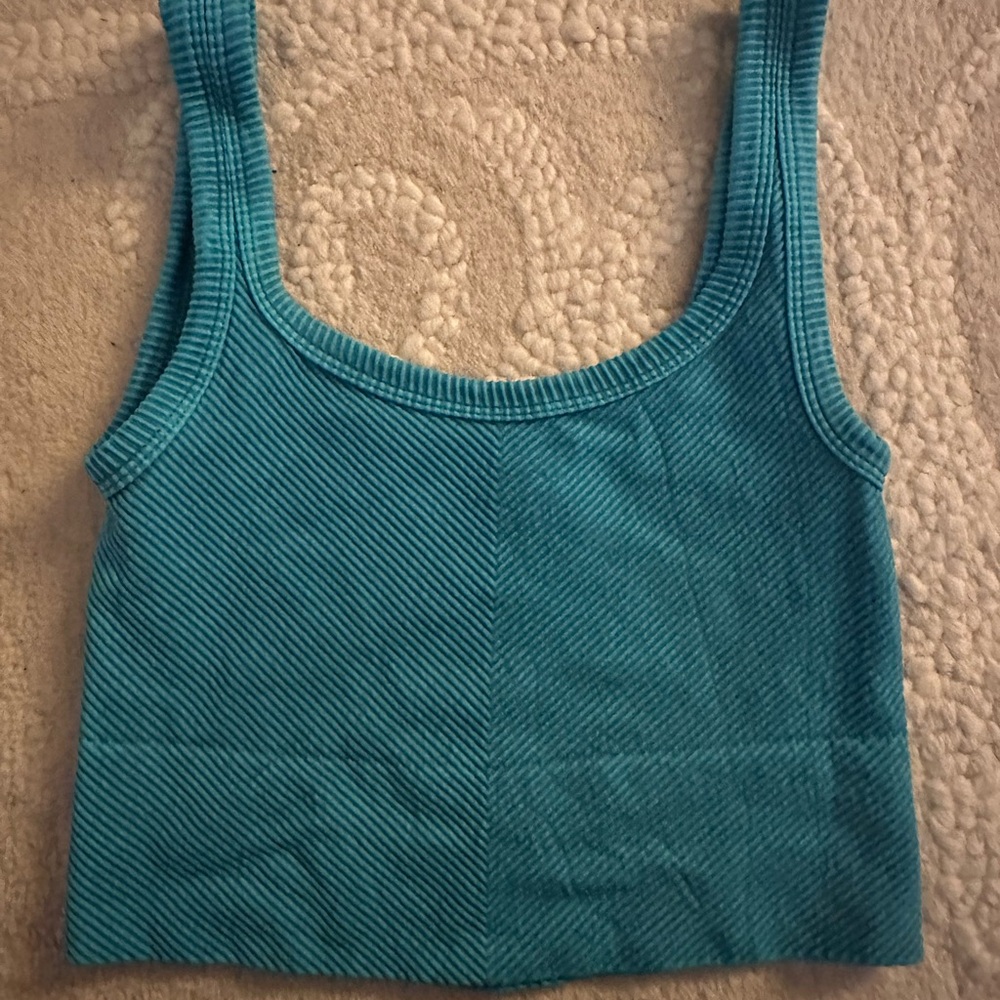 Teal Ribbed Women's Tank Top